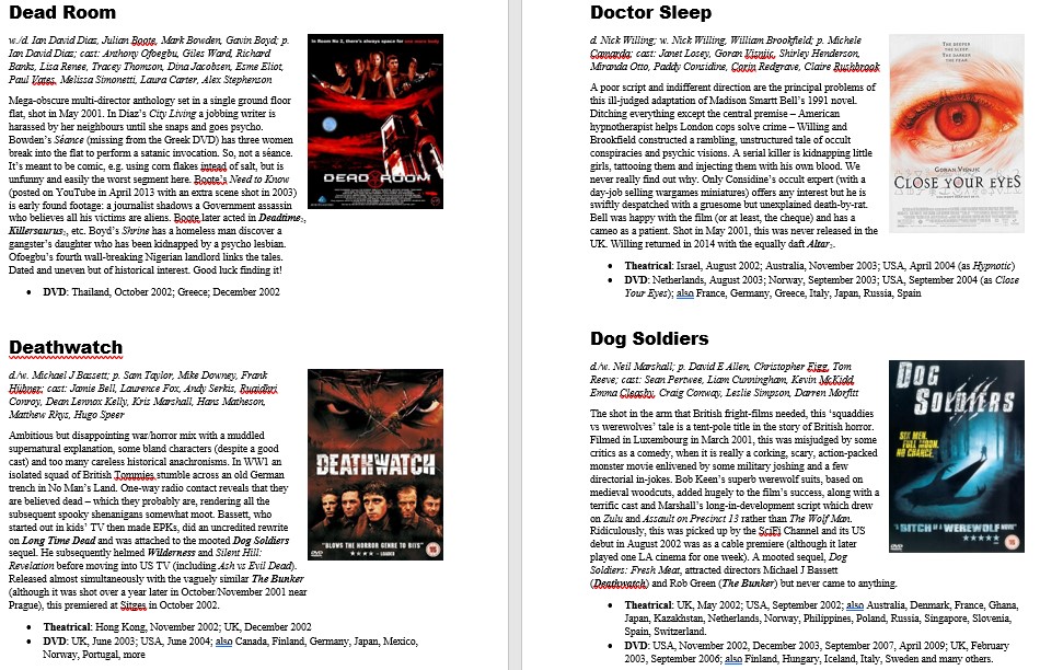 BritHorrorRev's tweet photo. Coming 28/3/20: '21st Century British Horror Films Vol.1: Dog Soldiers and Doghouses (2000-2011)', detailed reviews, analyis and release info for 316 movies, from blockbusters to backyard obscurities. Exclusively from https://t.co/Je5SP2SjGt Free postage on pre-orders. https://t.co/UwRoHwlGVJ