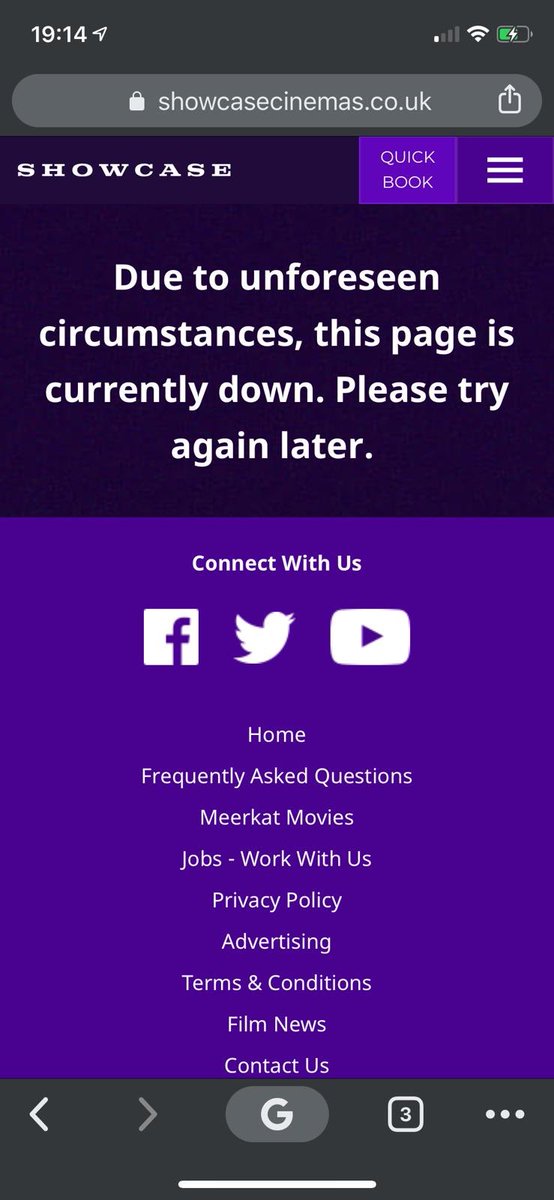 Ben_Simkin69's tweet photo. @ShowcaseCinemas been getting this message all afternoon trying to book Star Wars at Nottingham ? https://t.co/1x6DUTGdob