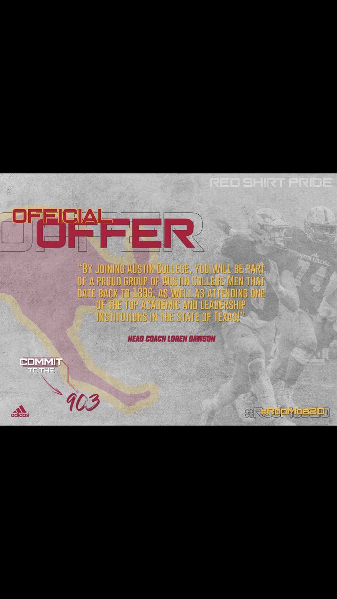 Truly Honored and Blessed to receive my first official offer from <a href="/AustinCollege/">Austin College</a>, thank you to <a href="/Coach_DawsonRSP/">Loren Dawson</a> for believing in me #ROONATION!!!