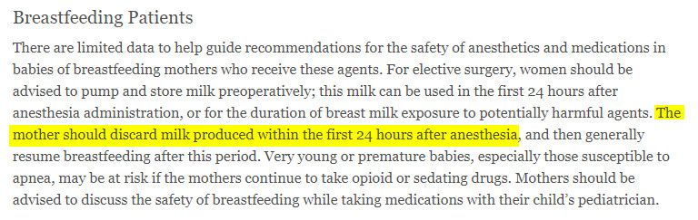 Emily Sharpe, MD, FASA (@emilysharpe) on Twitter photo It's 2020. Miller's Anesthesia just came out with a new edition...
And it still is teaching anesthesiologists to advise patients to "Discard milk produced within the first 24 hours after anesthesia..."
Noooooooooooooo. No. No.
#SleepAndKeep
@Sdoddmd <a href="/kraus_molly/">Molly Kraus</a> @AlexAndersonMD It's 2020. Miller's Anesthesia just came out with a new edition...
And it still is teaching anesthesiologists to advise patients to "Discard milk produced within the first 24 hours after anesthesia..."
Noooooooooooooo. No. No.
#SleepAndKeep
@Sdoddmd <a href="/kraus_molly/">Molly Kraus</a> @AlexAndersonMD
