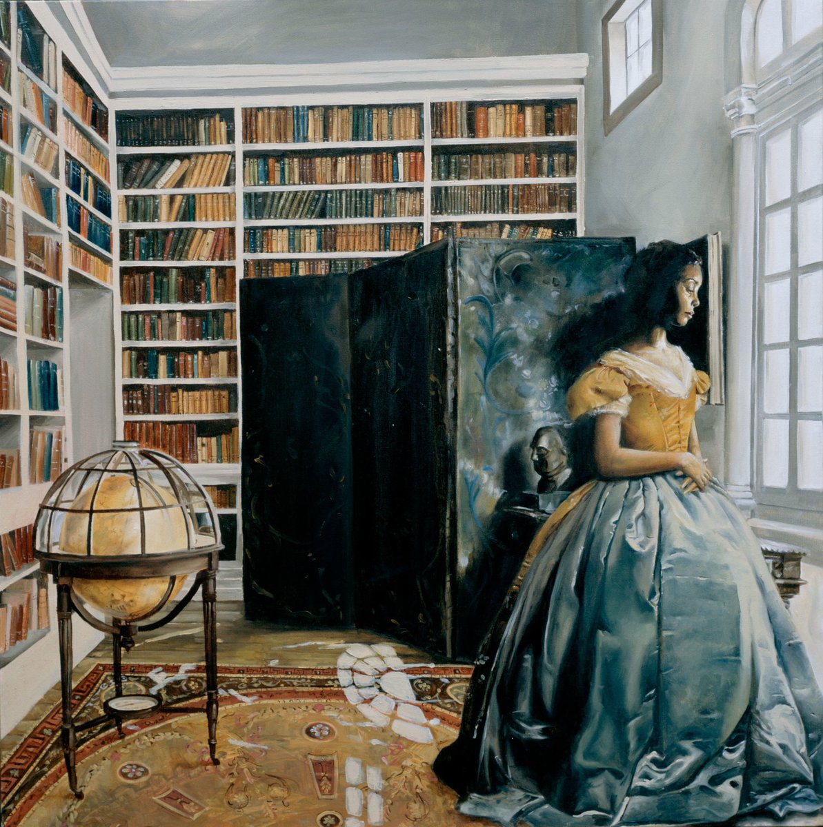 Elizabeth Colomba’s beautiful oil on canvas work — Harlem Elizabeth is described as an artist who “paints the women art history forgot”I love seeing Black women painted in this baroque style. No servants, No fetishizing, just rich fabrics + beauty