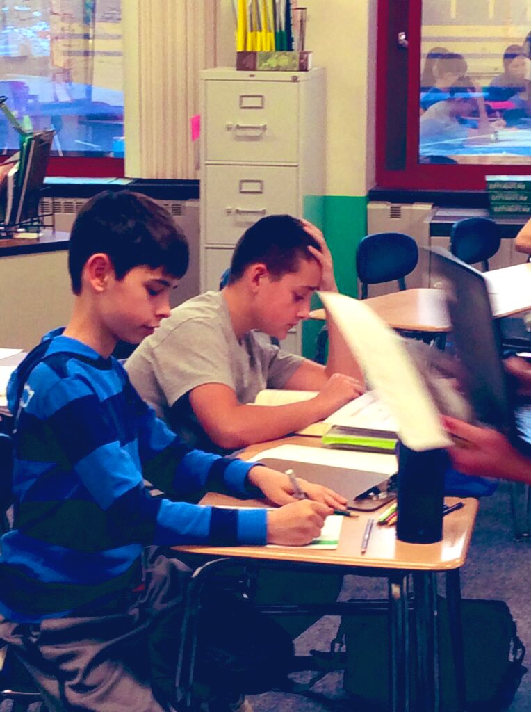 NFMiddleOrange's tweet photo. Illustrating idioms in #ELA...”students have butterflies in their stomachs” “while they try to beat the clock”, &amp; “think outside the box”. “They are grinning ear to ear” 😉 #MrsButoracNFMS 
#creativity https://t.co/ucPT9aAhFf