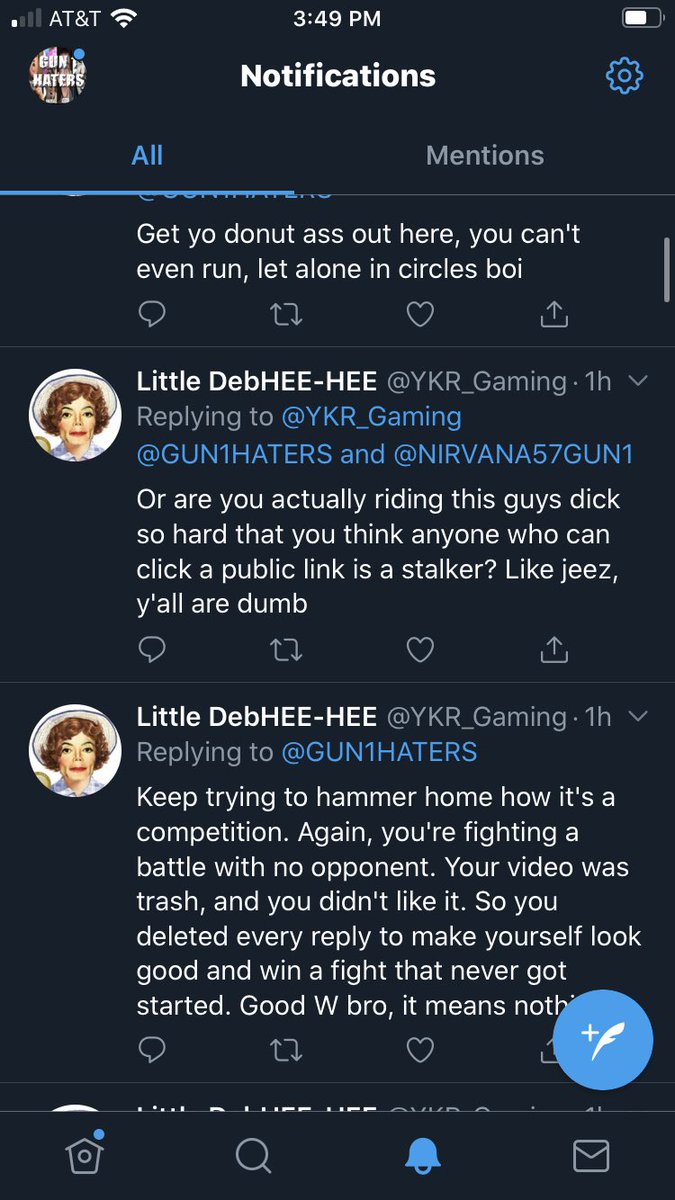 GUN1HATERS's tweet photo. Hey guys, just wanted to make an example how easy it to troll nerds like @YKR_Gaming into a rage so passionate they probably smash their phones LOL. (Over a game LOL) I got this guy wrapped around my finger. #embarrassing https://t.co/uf1yZT72u6