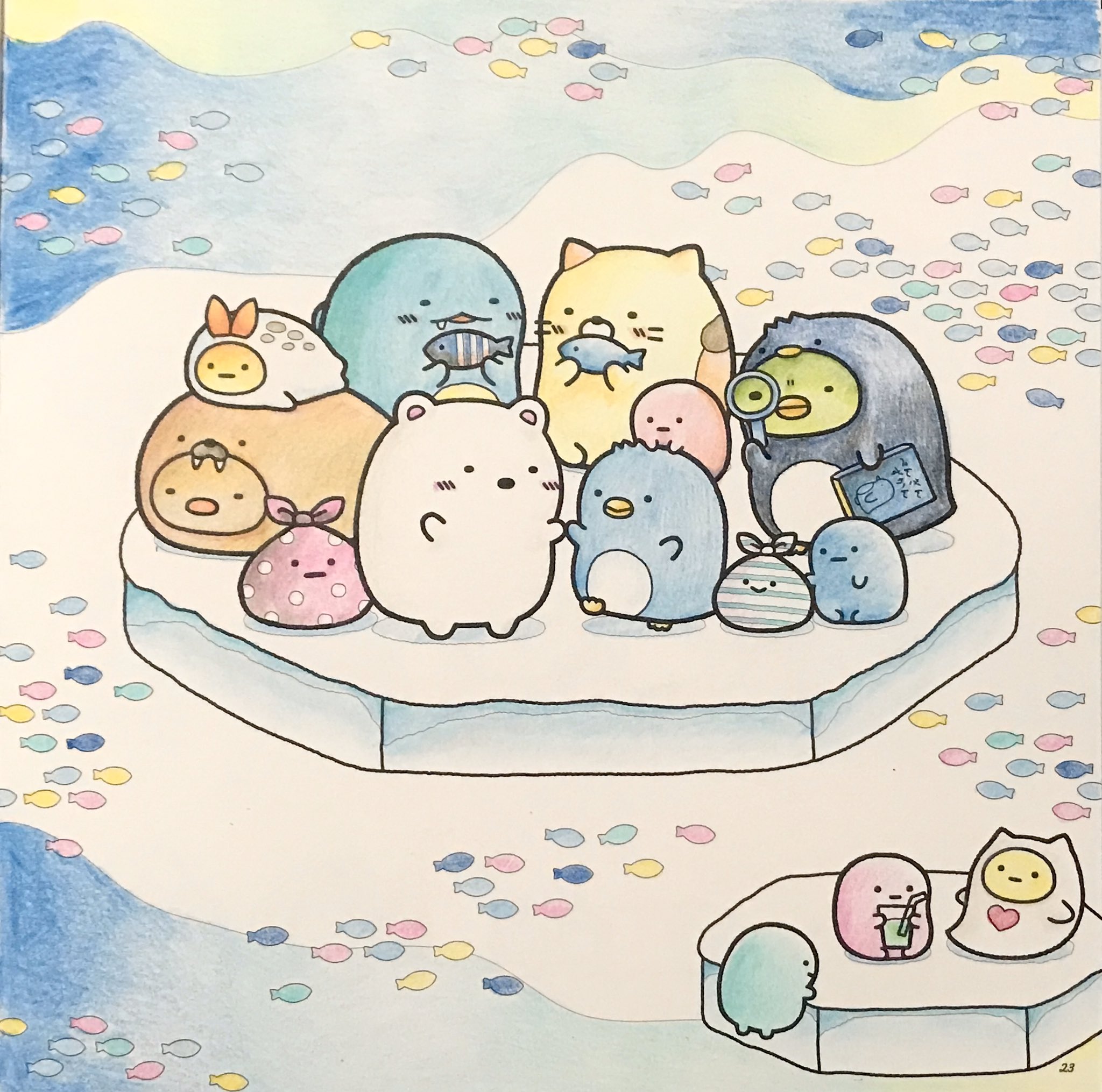 コメダ あけましておめでとうございました まだぬりえ始めて半年も経ってない新参者ですがよろしくお願いします 正月感ないけど初描きは塗り絵はじてるきっかけになったすみっコぐらしで 初塗り絵fes 大人の塗り絵 すみっコぐらし塗り絵