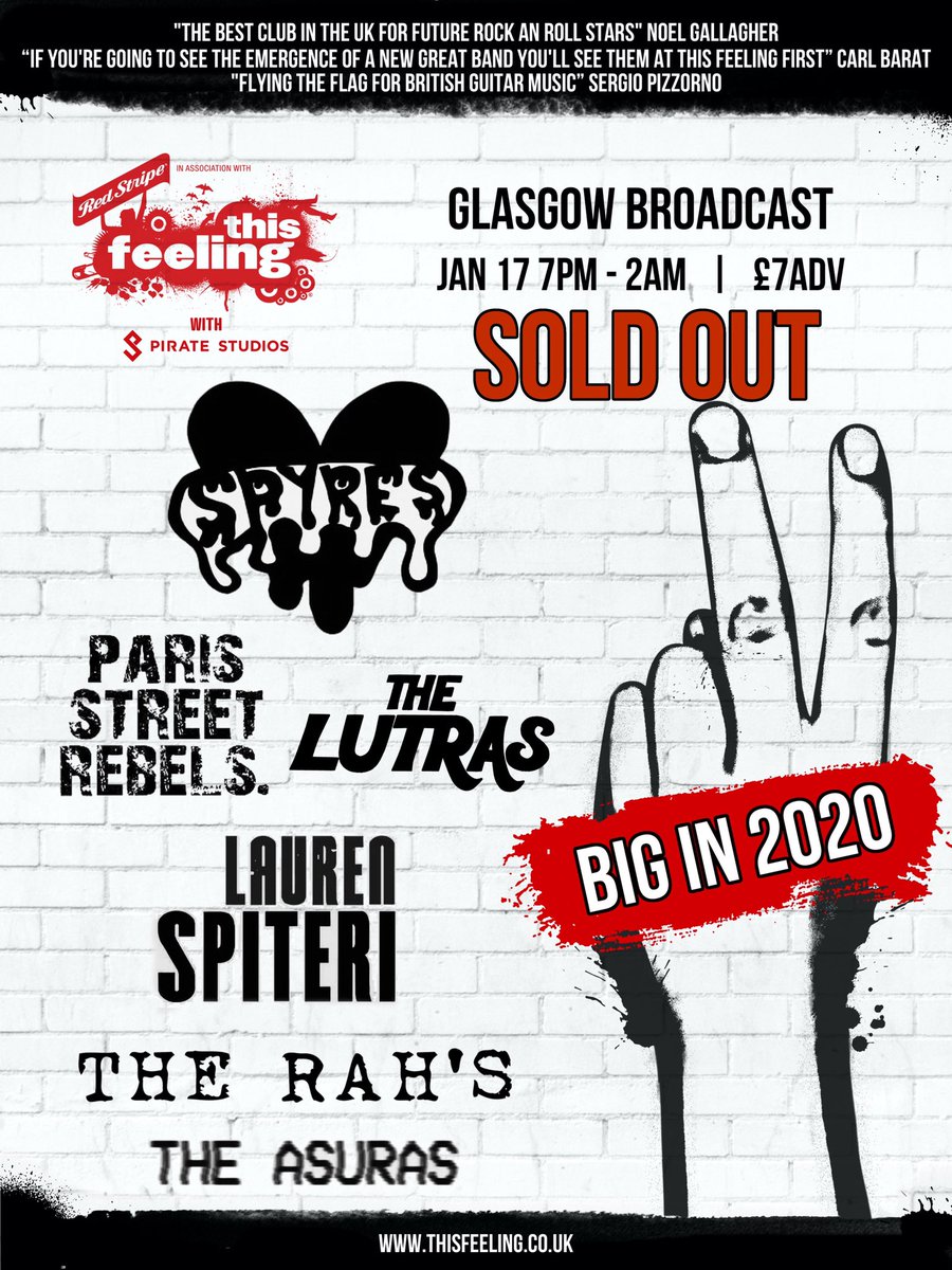 #BigIn2020 Glasgow SOLD OUT all other shows selling well

Tickets: thisfeeling.co.uk/bigin2020