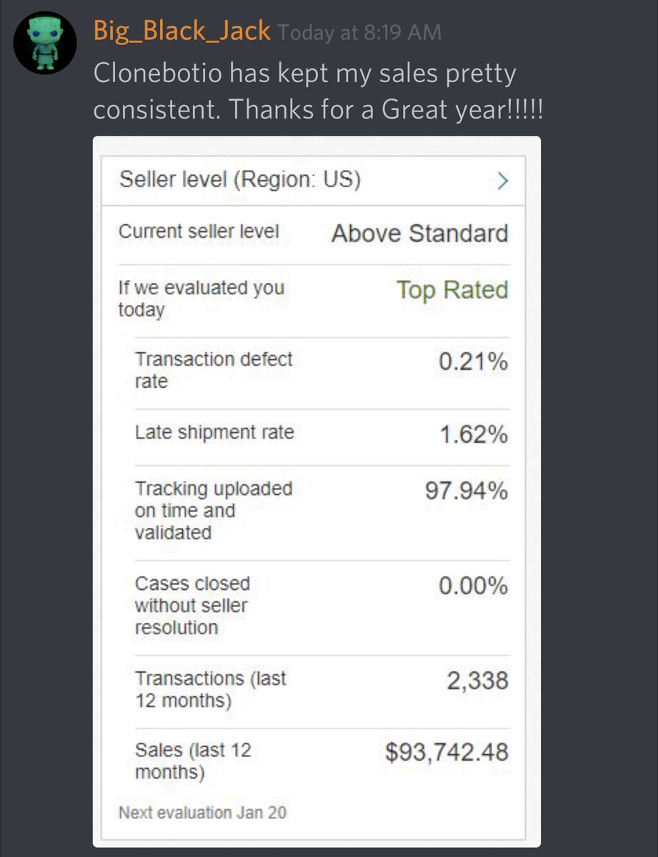 clonesuccess's tweet image. One of our members success in 2019.