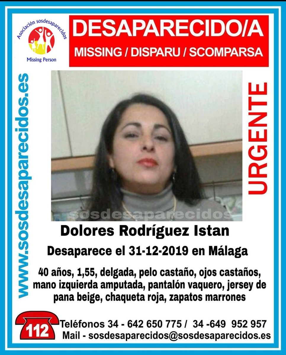 񶀣URGENTE⚠
Esta es Dolores y ha #desaparecido en #Málaga
Si la has visto
☎062
☎091
☎112
Tu RT es importante
