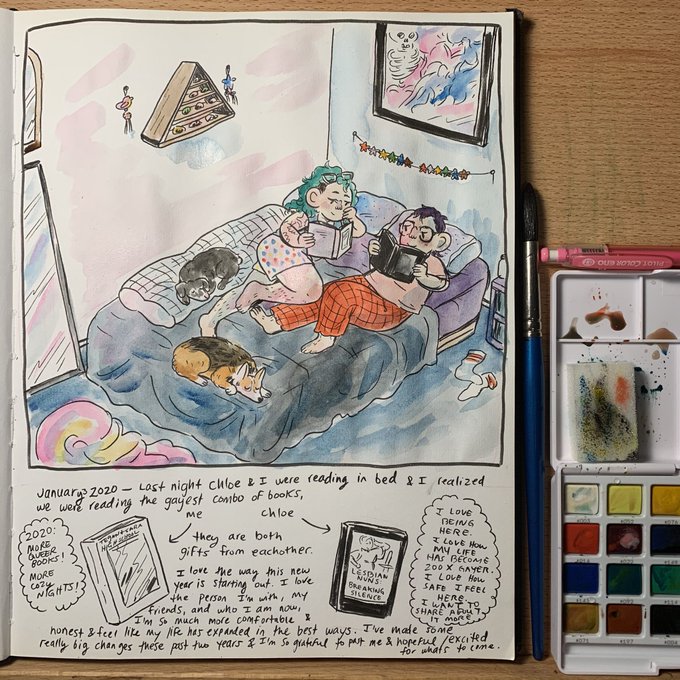 Here's a little personal page from my sketchbook. I just needed to take a minute to celebrate &amp; cherish an intimate moment and also just appreciate my tender gay life. Feeling lucky &amp; appreciative. ?? 