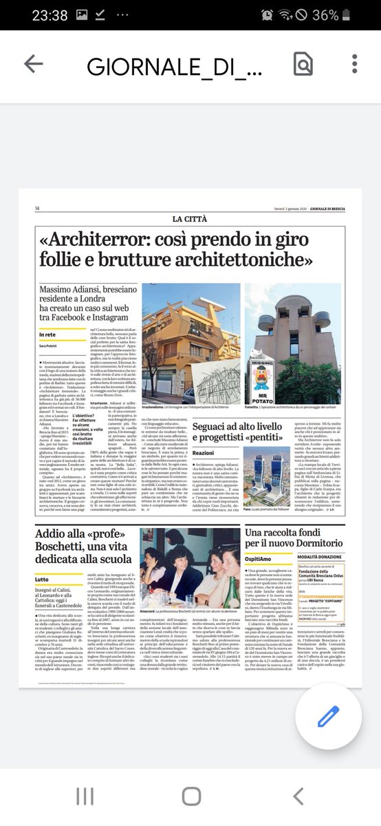 sabrinafantauzz's tweet photo. #architettura le pagine più interessanti in questo periodo sono quelle di #architerror, solo su fb e su instagram. Meritatissima l'attenzione del #giornaledibrescia 👏 https://t.co/uQsqEjbbG0
