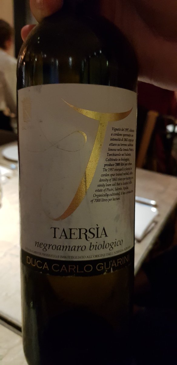 Tonight's #wine for #TryJanuary was a white (yes, white) Negroamaro. Love negroamaro as a red wine & I loved this too. Grapefruit, watermelon, hints of orange wine funkiness in there too. Excellent with artichoke risotto at @PetershamN Covent Garden #winelover #winelovers