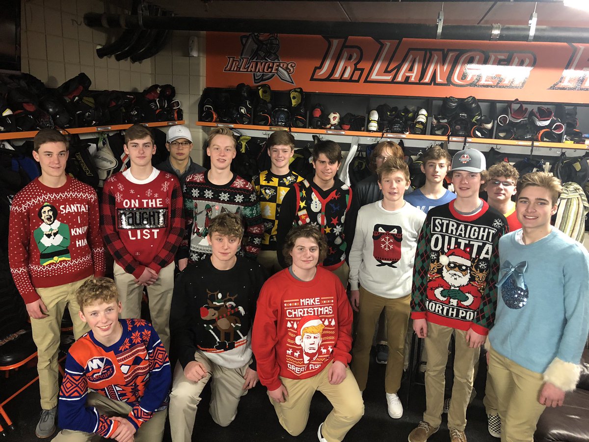 .<a href="/OJLHockeyClub/">Junior Lancers HSH</a> Ugly Sweater Contest! Favorites count as 1 vote retweets count as 2. Favorite/Retweet for the JV team! Voting ends at 12:00pm Saturday Jan 4th!