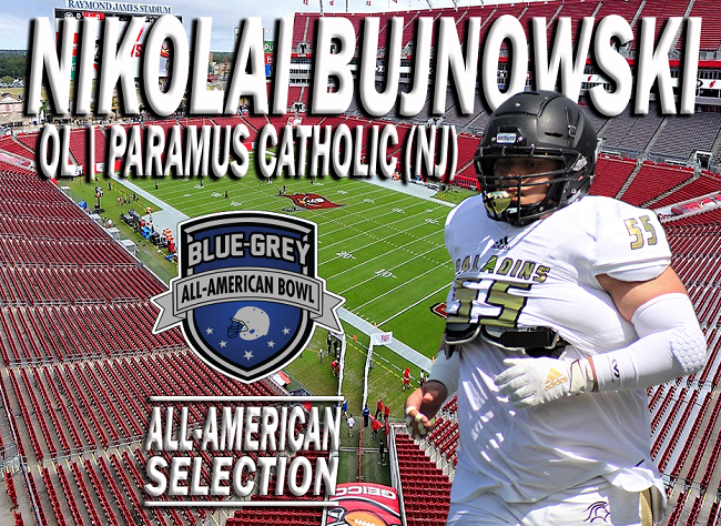 BlueGreyFB's tweet image. #ACC target Nikolai Bujnowski (@NikolaiBuj3) was selected to play in this year's #BlueGreyFootball All-American Bowl at Tampa Bay Buccaneers' Raymond James Stadium.