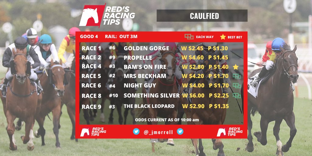 _jmorrell's tweet image. RED’S RACING TIPS 🔴🔴 

        Caulfield 

Like normal a balance of good value and well fancied runners. 

RED RECOMMENDS $100 
To be released before race 1