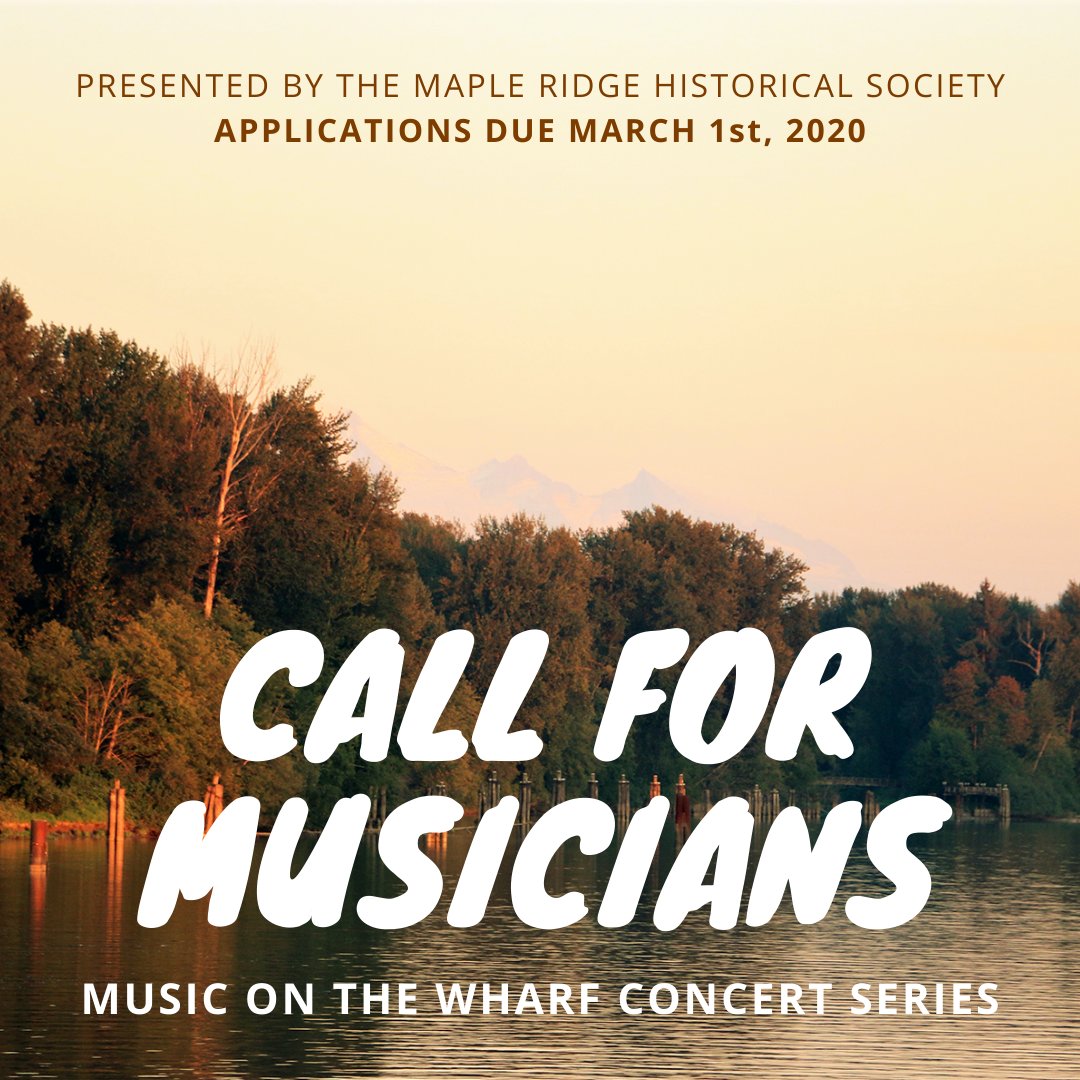 MRMArchives's tweet photo. Excited to announce that applications are now open for our Music on the Wharf Concert Series for the summer of 2020! To apply or for more info, check out https://t.co/CY0xujfPTj
#mapleridge #mapleridgebc #callformusicians #localconcert #localevent #mrmuseum #musiconthewharf https://t.co/JKlv9INeEr