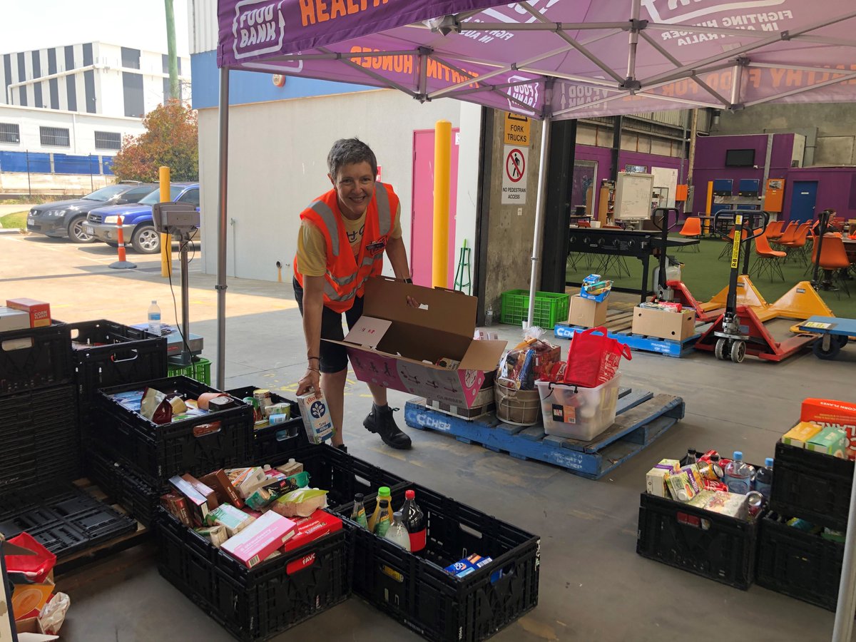 FoodbankVic's tweet photo. A quick reminder that we are open Saturday and Sunday 10am - 5pm collecting food donations for our bushfire appeal.💜  #BushfireEmergency https://t.co/EBOBhBaDd6