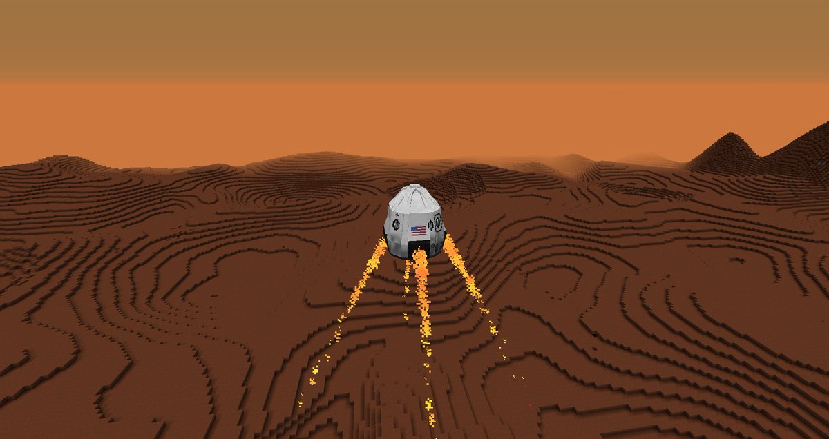 nfinitlabs's tweet photo. Just here casually landing on Mars on my Dragon Capsule V2 before @elonmusk and his team @SpaceX get here😁 #Minecraft #SpaceX #Space #NASA #Mars #Modded #Planetary #Modpack https://t.co/A5iOrGvHAi
