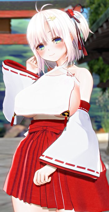 スケベ巫女に向乳首マッサージをしてもらう 