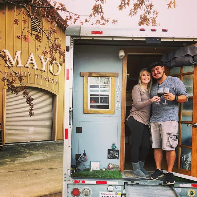 Met the cutest couple through <a href="/harvesthosts/">Harvest Hosts RV Camping</a> today! @rags2richeys thanks for the tour of your adorable home &amp; the great conversation. Enjoy the wine! #sonoma #sonomawines #glenellen #harvesthosts #littlelifestyle #tinyhouse ift.tt/37Fk6XL