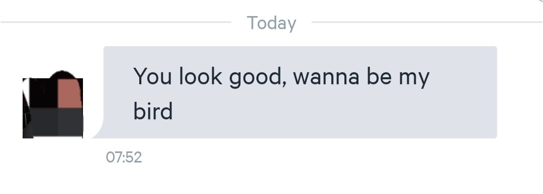 It's 2020. We stopped using "bird" in 2019. Get with the programme.

#OnlineDating #ChivalryMayBeDead