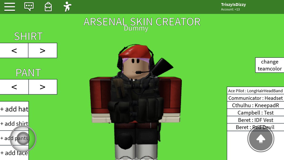 Triszyisdizzy Roblox On Twitter Should Combat 02 Be In Arsenal - roblox green beret