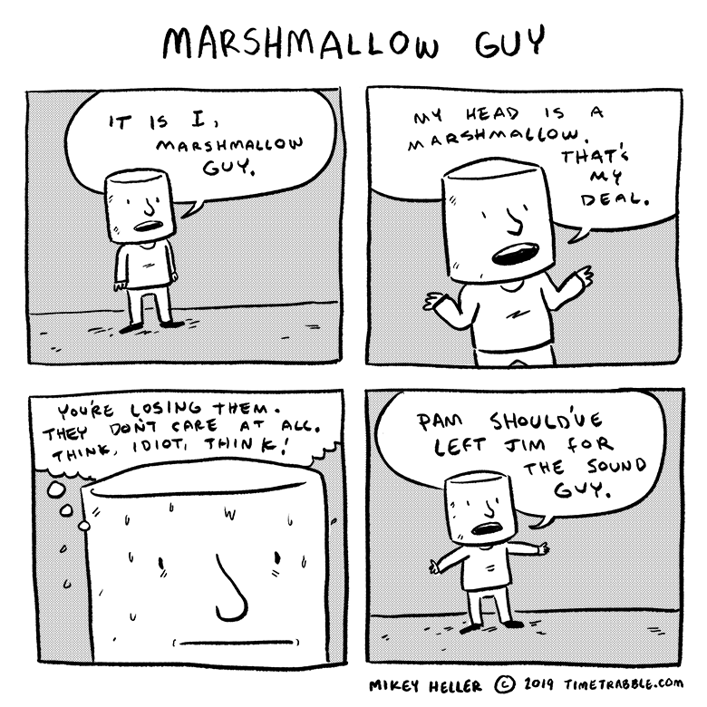 i drew a comic about Marshmallow Guy 