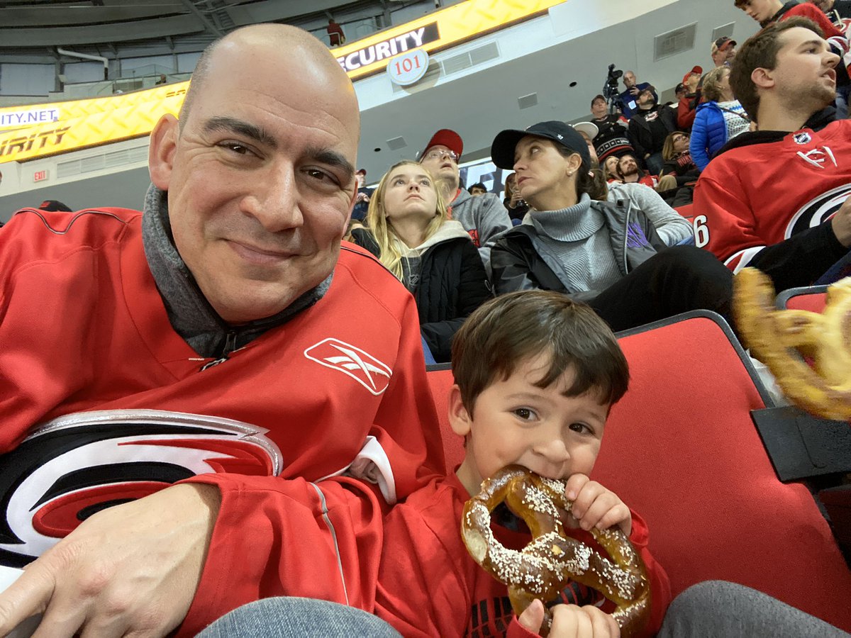 Celebrating birthday #3 with a first <a href="/Canes/">Carolina Hurricanes</a> games #LetsGoCanes