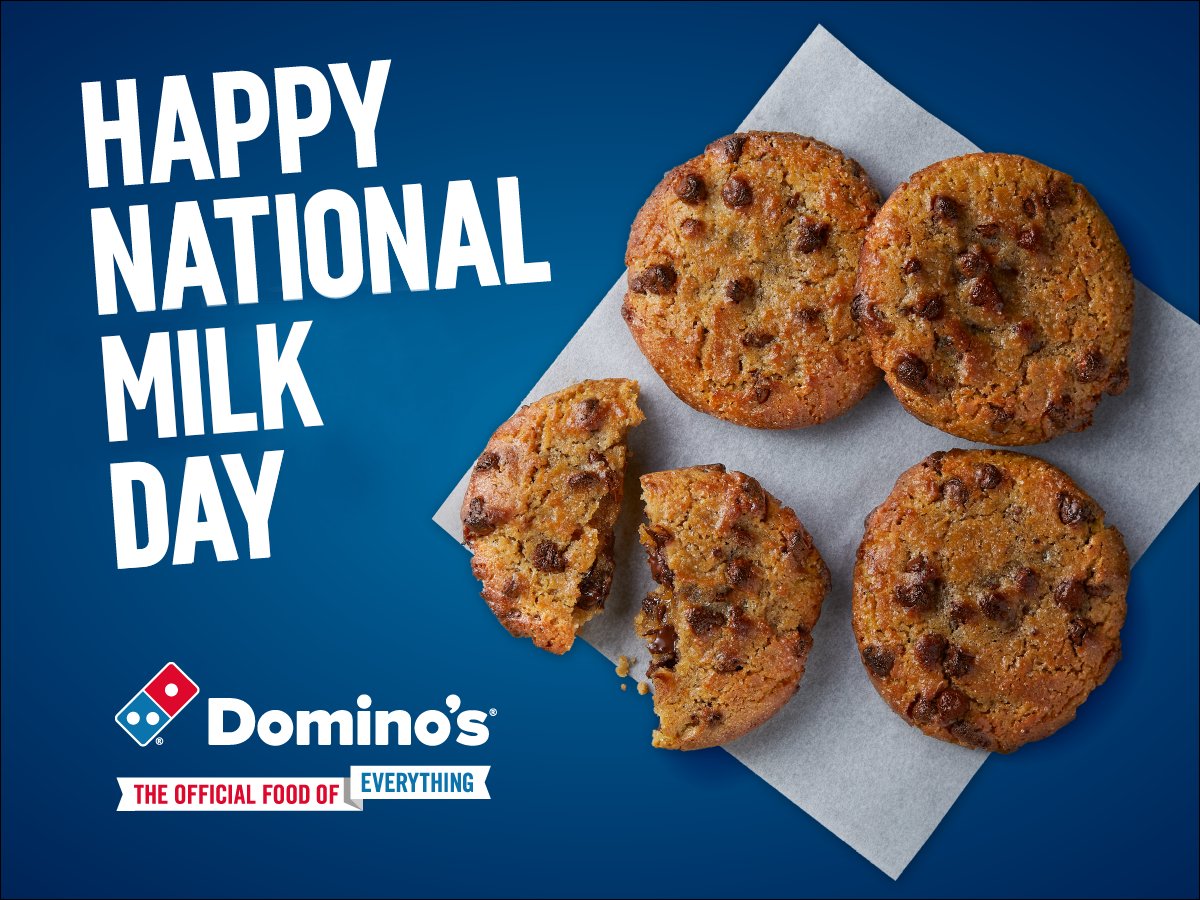 DominosPizzaSK's tweet photo. It’s National Milk Day, so grab yourself a glass of milk and we’ll bring the cookies! 🍪 #NationalMilkDay
Order now at https://t.co/38X5wXrjdu https://t.co/69WkE1F8Qg
