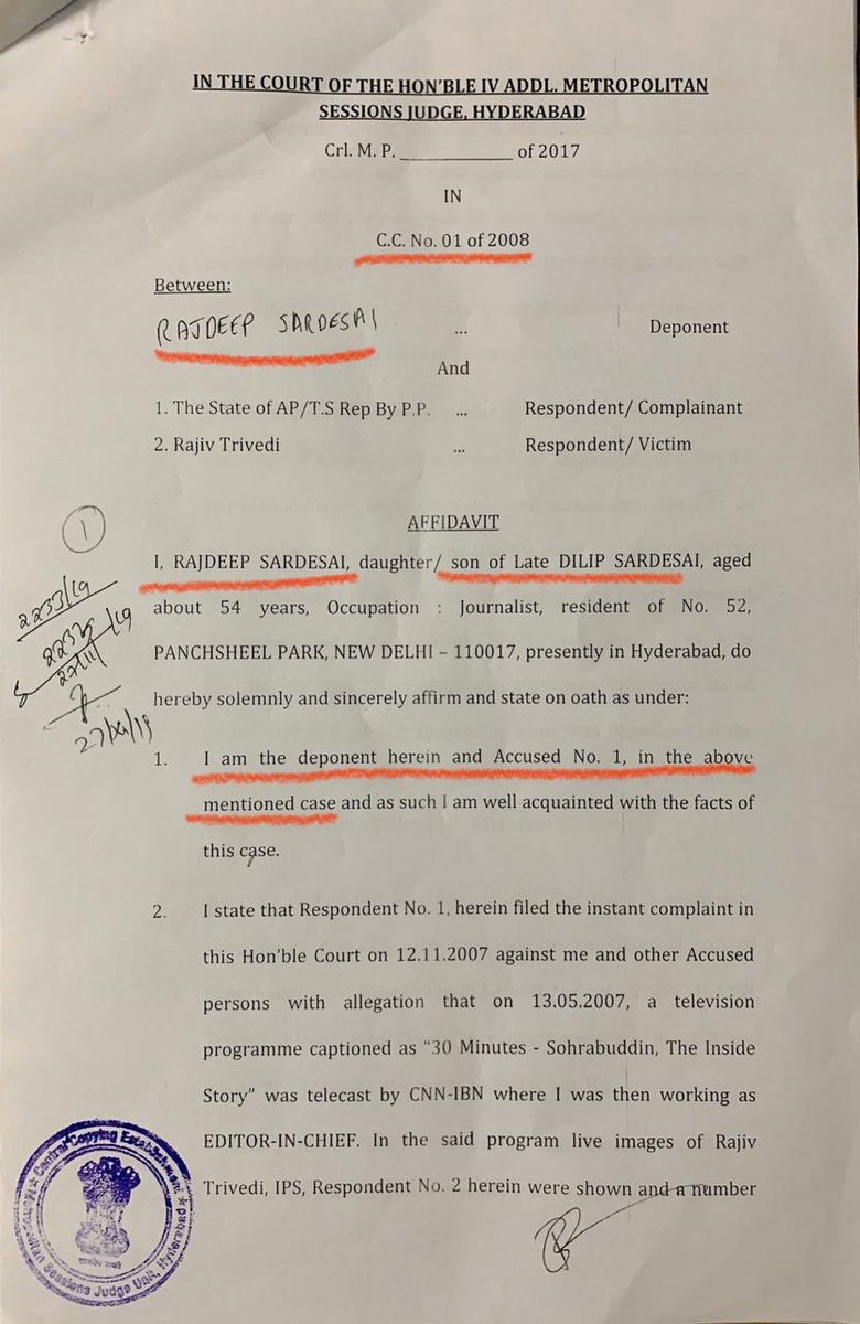 Sanjay_Dixit's tweet photo. Status of a famous sting on Sohrabuddin where @sardesairajdeep with many friends had to apologise to Rajeev Trivedi, IPS. So this time he advised his colleague @rahulkanwal to keep it in-house and make a leftie look like ABVP guy. @ABVPVoice can sue @IndiaToday for defamation👇 https://t.co/00gX7YTpHZ