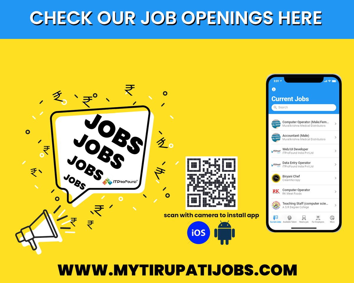 TirupatiMy's tweet photo. Easy to Search
Easy to Find
Get your career @ https://t.co/yanIj3BfG7
Contact Us:- +917995373748

#jobs #tirupatijobs #hellotirupati #itsmytirupati #placements #career https://t.co/UK4kQmHCcz