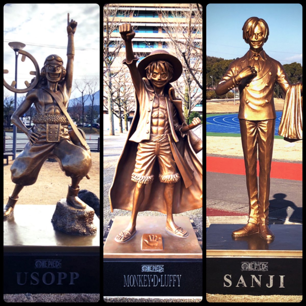 Dora A Twitter 麦わらの一味の銅像巡り行ってきました 3月にはチョッパーとブルックが設置されます ゾロが待ち遠しい ルフィ像 サンジ像 ウソップ像 ワンピース 熊本