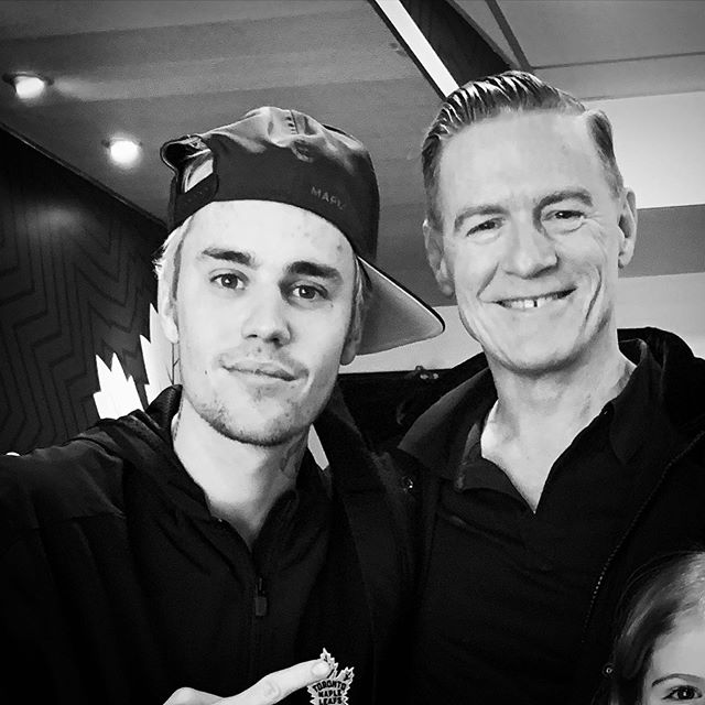 'Bumped into @justinbieber at the hockey game in Toronto. Good guy. #canadianmusicians #canada #torontomapleleafs' - bryanadams via instagram