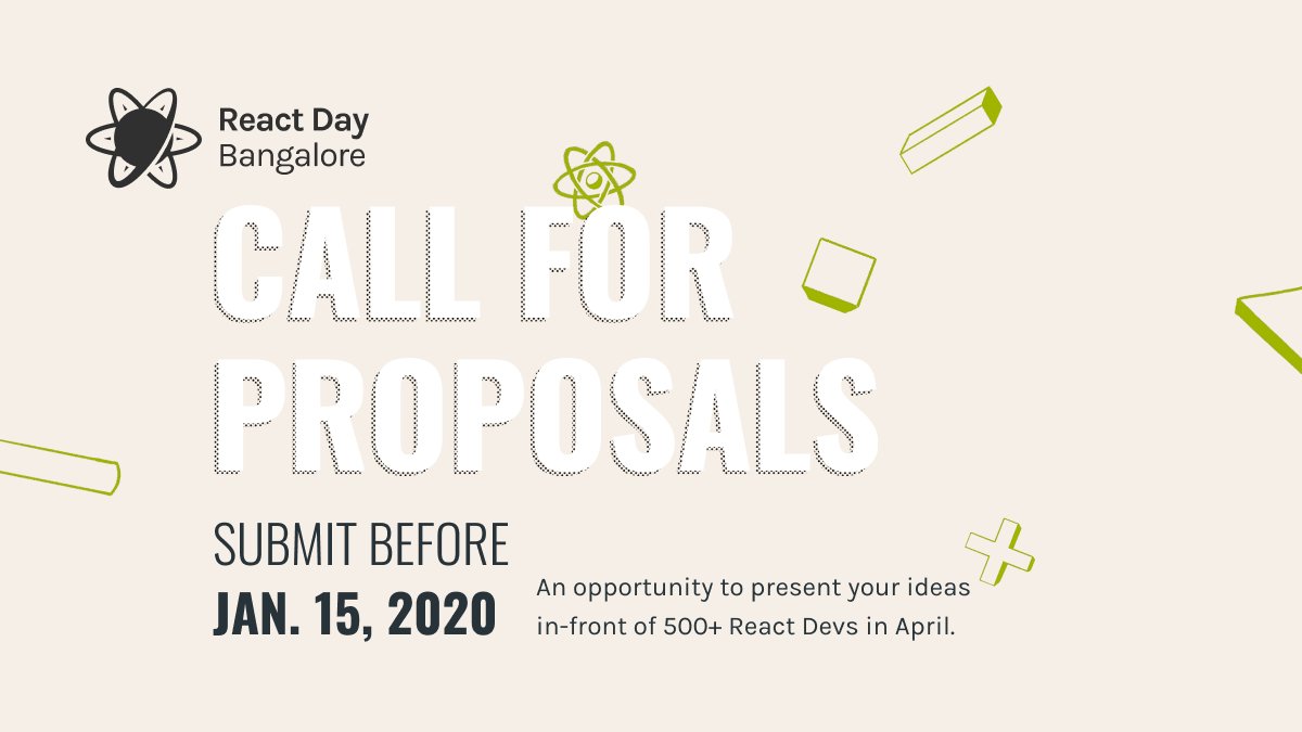Do you know that <a href="/ReactDayIn/">React Day Bangalore</a> is looking forward to have couple of <a href="/reasonml/">Reason</a> talks at the conference.

If you want to share your ideas on <a href="/reasonml/">Reason</a>, propose a talk by Jan 15th  papercall.io/react-day-bang…

<a href="/reasonconf/">ReasonConf</a> @ReasonAssoc