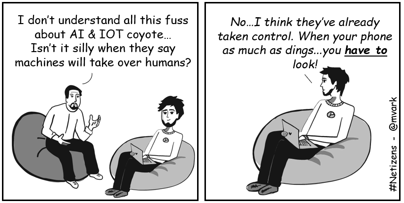mvark's tweet photo. #Netizens - "26-The Machines Have Taken Over" - comic strip created with @gramener 's #Comicgen and PowerPoint

If you like this, check out the others in the series - https://t.co/2yaTNgCyZM https://t.co/o1izOtCMmv