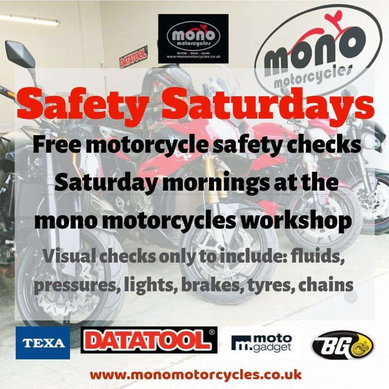 monomotorcycle1's tweet photo. Free motorcycle safety checks
Saturday mornings at the mono motorcycles workshop
Visual checks only to include: fluids, pressures, lights, brakes, tyres, chains #motorcyclesafetycheck #motorcycleservice #motorcyclerepair #motorbikesafetycheck https://t.co/jkqDDdD4Sm