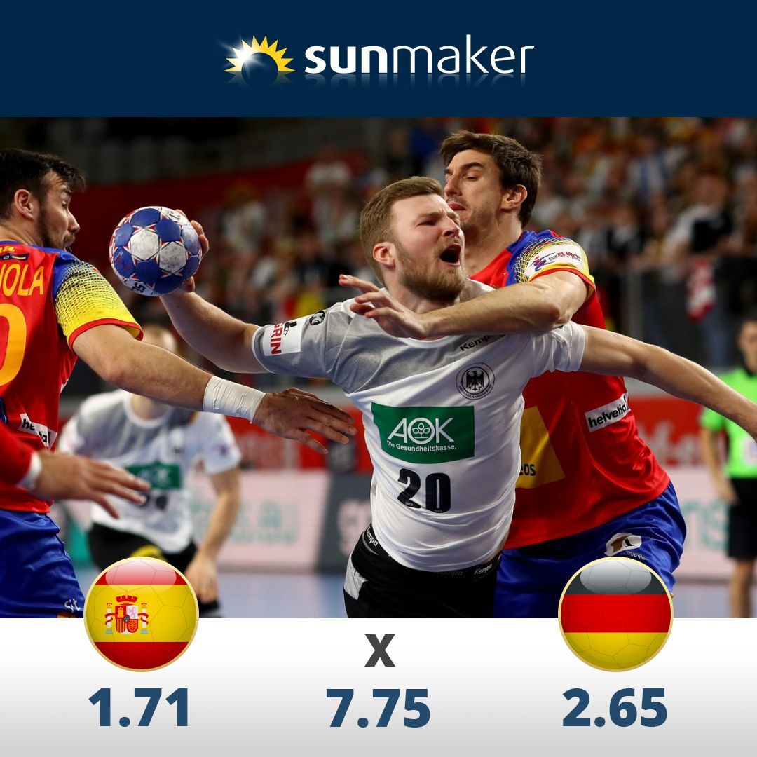 Nach dem klaren #EM-Auftaktsieg gegen die Niederlande, muss das #DHB Team heute gegen Titelverteidiger Spanien antreten. Es ist eigentlich das Duell um den Gruppensieg, der im weiteren Turnierverlauf sehr von Vorteil sein kann. 😉

#sunmaker #Handball #aufgehtsDHB #ESPGER #wetten