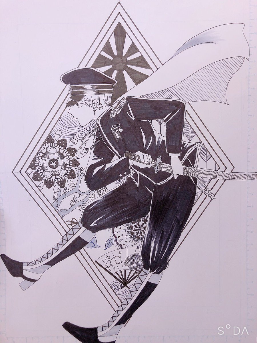 ﾋﾃﾞ Auf Twitter 軍服男子 イラスト アナログイラスト アナログ アナログ絵 アナログ絵を流してアナログ民を増やそう ペン画 ボールペン画 モノクロ 男子 創作 創作男子 和