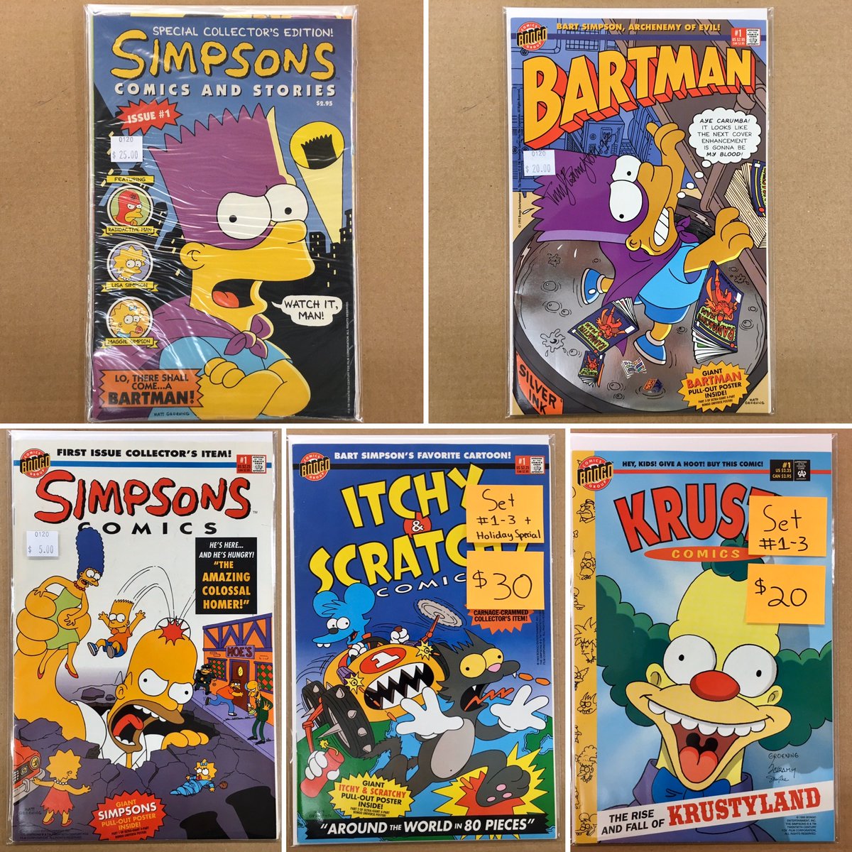 CosmicComicsLV's tweet photo. RESTOCK OF SIMPSONS COMICS
...
All titles. #Simpsons, #Bartman, #RadioactiveMan, #ItchyAndScratchy, & #Krusty
...
#SimpsonsComics #TheSimpsons #BackIssues #ModernAge #BongoComics #Restock #FirstIssue #KeyIssue #CoverSwipe #CosmicBackWall #igcomicfamily #getyourfix https://t.co/OCiQ1m2liB