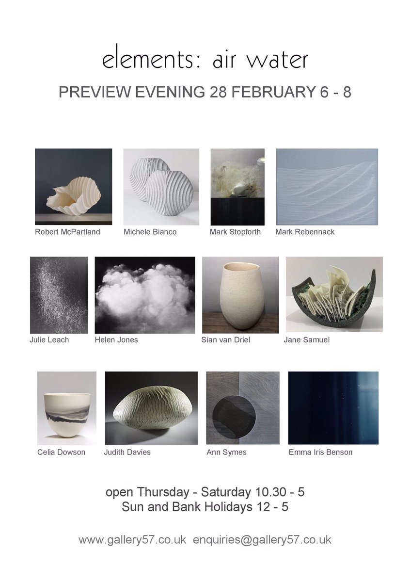 Gallery57art's tweet photo. The new flyers have arrived for visitors to pick up in the gallery - 5 designs to choose from. The first of 4 exhibitions focussing on The Elements is “Elements: air water”. Image Mark Stopforth. #2020exhibition #theelements #markstopforth https://t.co/DvYriMKg5l