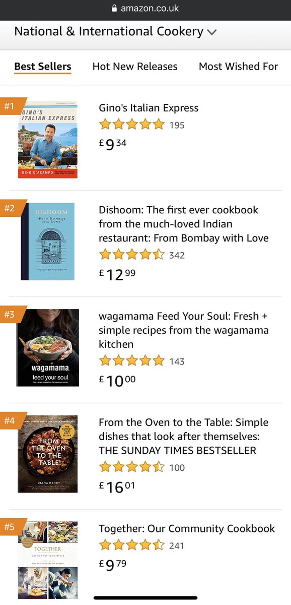 Wow! When I checked the National and International Cookery section yesterday, Together wasn’t even in the top 50 (as far down as I went). Now it’s number 5! Also number 1 in African Cookery section. Well done, Twitter!  https://www.amazon.co.uk/Together-Community-Cookbook-Hubb-Kitchen/dp/1529102928