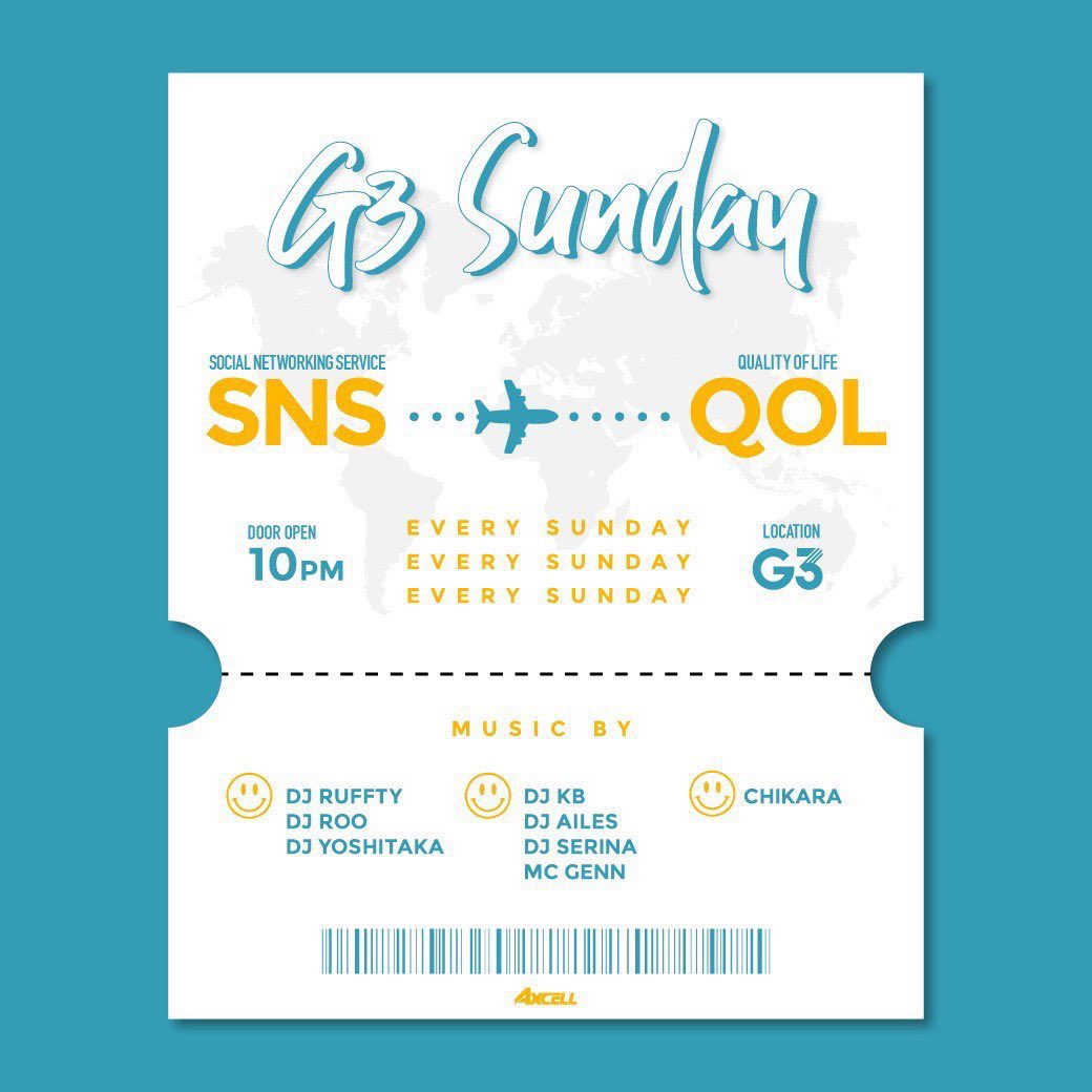 G3_SUNDAY's tweet photo. 【明日開催】

日曜日の @G3osaka では
゛G3 SUNDAY゛開催しております✈️

G3での日曜日のパーティをお楽しみに🎉✨

18歳から学生も遊べて2フロアで色んなジャンルの音楽も楽しめまっす🎶 

2020年も沢山の皆様のご来場お待ちしております🔥

#G3SUNDAY #G3osaka https://t.co/gIhj5ZI1ug