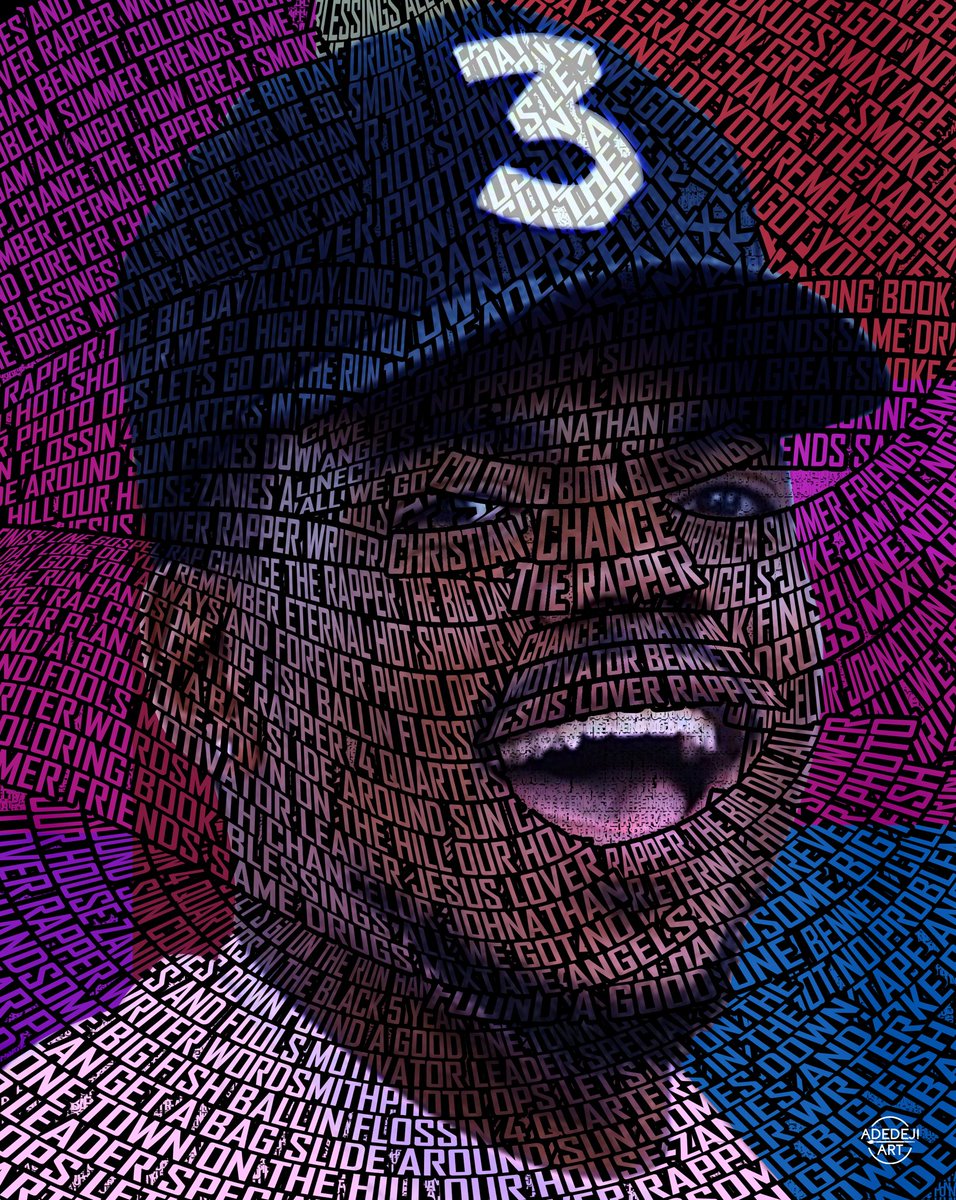 adedejiart's tweet photo. Twitter! Pls do your thing!!!!!❤️😭🙏I just completed a Typography Portrait of @chancetherapper Please!!! Help me with Retweets and Tag him till he sees it. 🥺🙏 https://t.co/7Ll0CsTI4F