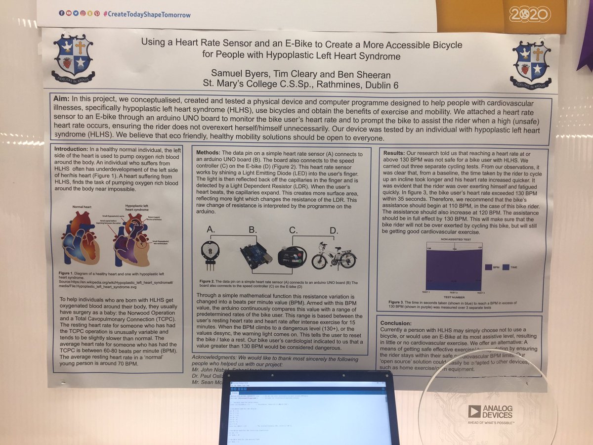 ADIBTYS1's tweet photo. A closer look at the Analog Devices Technology Award winners project. Well done again to Samuel Byers, Tim Cleary &amp; Ben Sheeran from St Marys College, Dublin. @ADILimk @ADI_News @BTYSTE #AnalogDevices #AheadOfWhatsPossible #CreateTodayShapeTomorrow https://t.co/t09DCjOnvs