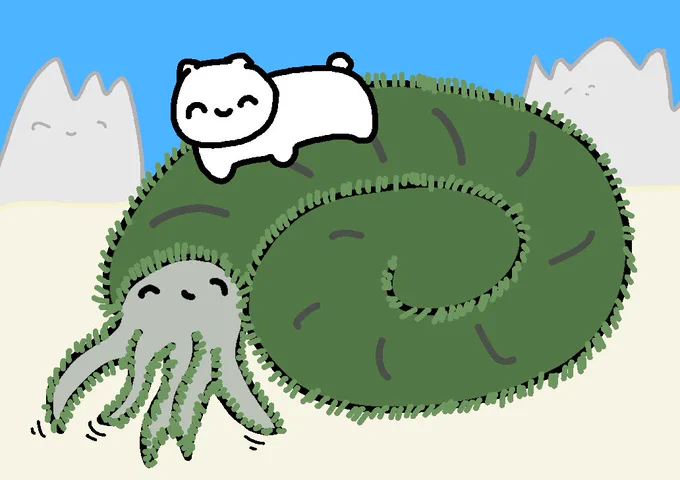 ネコチャンと毬藻アンモナイトのマリモナイト #まいにちネコチャン 