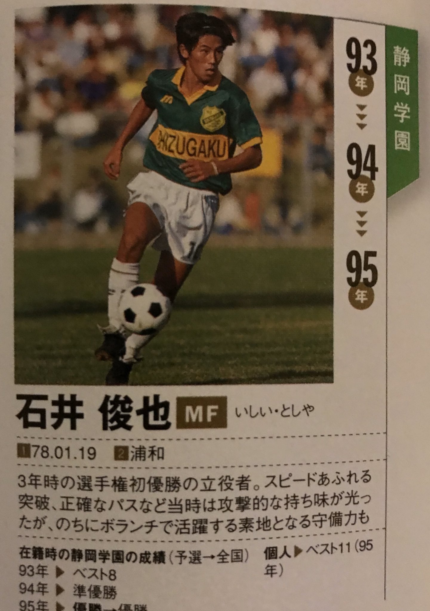 あお 全国高校サッカー選手権 1995年度 第74回大会 静岡学園 鹿児島実業との同校優勝 選手権初優勝時のメンバー Gk南雄太 Df森川拓巳 Df石川恭介 Df田川洋平 Mf石田武 Mf内藤修弘 Mf石井俊也 Mf新沼亮 Mf森山敦司 Fw塩川岳人 あお 全国高校サッカー選手権 1995年度 第74回大会 静岡学園 鹿児島実業との同校優勝 選手権初優勝時のメンバー Gk南雄太 Df森川拓巳 Df石川恭介 Df田川洋平 Mf石田武 Mf内藤修弘 Mf石井俊也 Mf新沼亮 Mf森山敦司 Fw塩川岳人