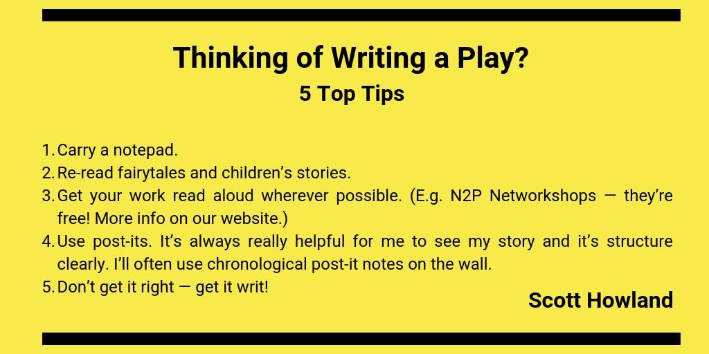 7DialsPlayhouse's tweet photo. "Don’t get it right — get it writ!"
#FiveTopTips on writing a play from @nothing2perform's Scott Howland 👇
Scott will expand on these and more in Thinking of Writing a Play? on 18 February. https://t.co/T6eyF0W2kU https://t.co/EFzVL75aJU
