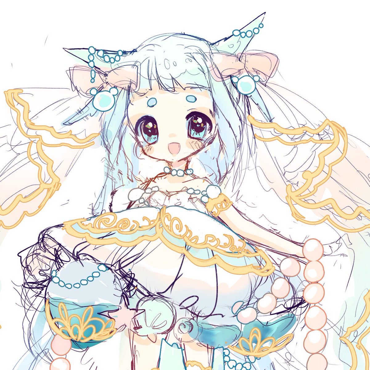 I intended to make another Peony Jellyfish bab for Bridal vials but she turned into a seahorse 😍 So happy! (I can still try to add peonies if you think they’ll look good 😂)