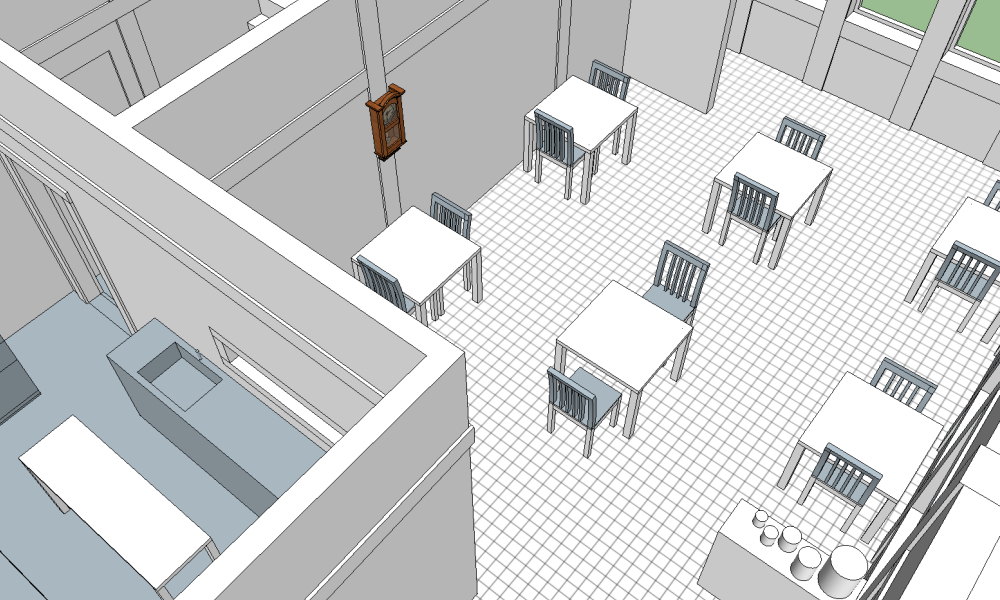 愛用していた3Dモデリングソフトが更新停止になってしまった…今までありがとうSketchUp Make。#ひとかみカフェ の作画で大変お世話になりました 