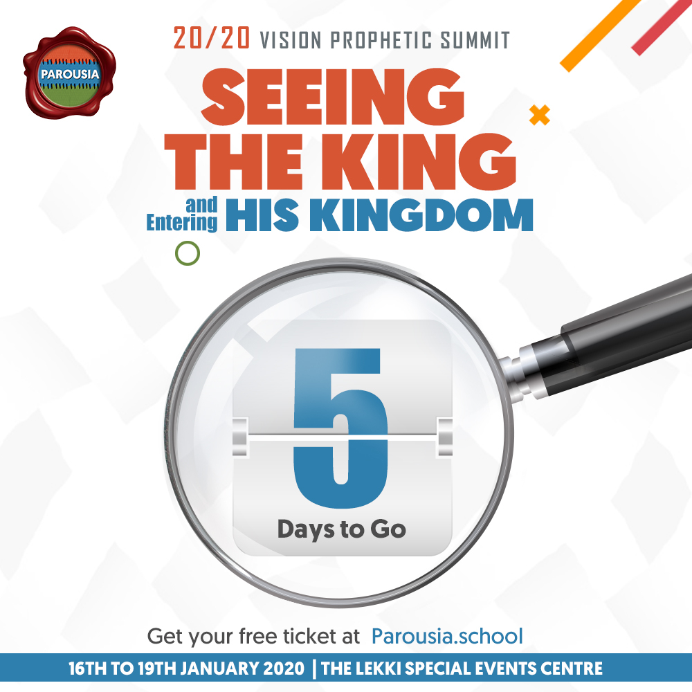MyHighLifeWorld's tweet photo. 5 days to go till #Parousia2020. Prepare your heart because you are about to encounter the King like never before. Take position because the army of God is advancing with ACCURATE SIGHT in 2020. FREE Ticket at https://t.co/UPCPVdX2rK

#PropheticSummit #2020Vision #HighlifeChurch https://t.co/6CZk23VB2n