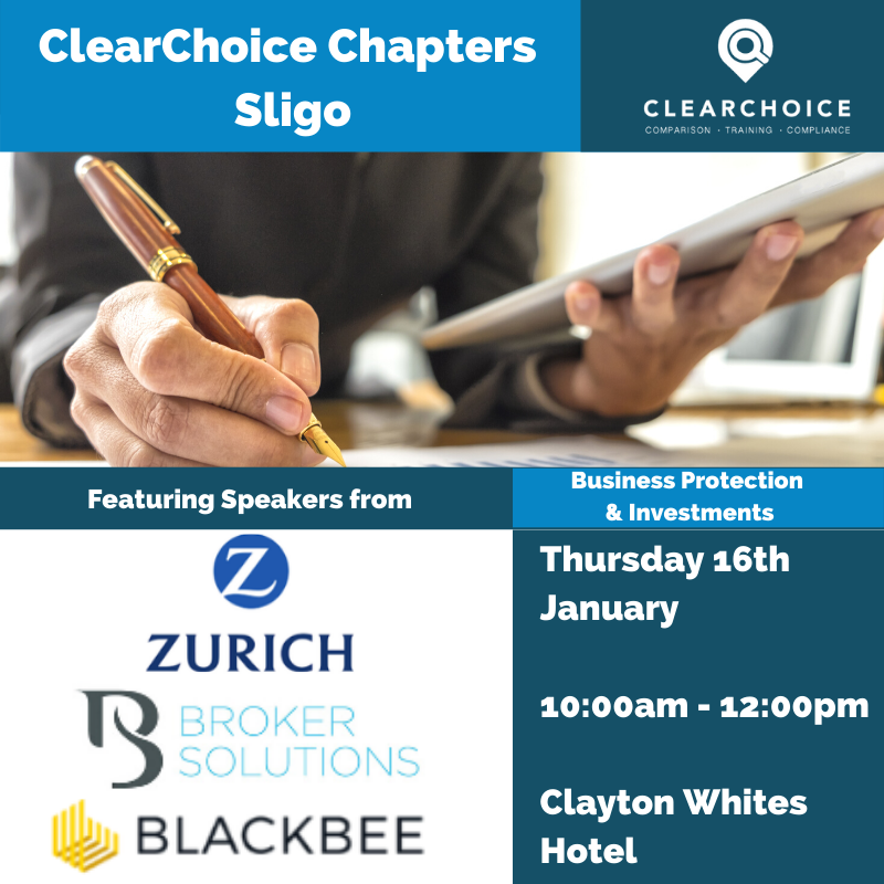 ClearChoice_tm's tweet photo. Join us at our Sligo ClearChoice Chapters Event from 10:00am-12:00pm on Thursday the 16th of January at the Clayton Whites Hotel! Book your place today! https://t.co/NIHnQlGj1n https://t.co/O4CVIfeWzX