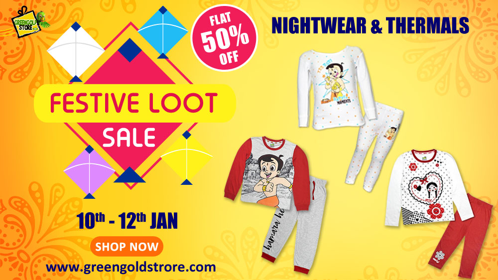 GreenGoldStore's tweet photo. Shop our #Nightwears & #Thermals @ #FestiveLootSale @ Flat 50% discount :https://t.co/LNeiRdWAuP
#SeasonsFirstSale #3DaysSale #SaleIsLiveNow #KidsNightwears #KidsThermals #KidsApparels #FestiveShopping #Shopping #GreatDeals #HugeDiscounts #GreenGoldStore https://t.co/EoB1UYi4xi